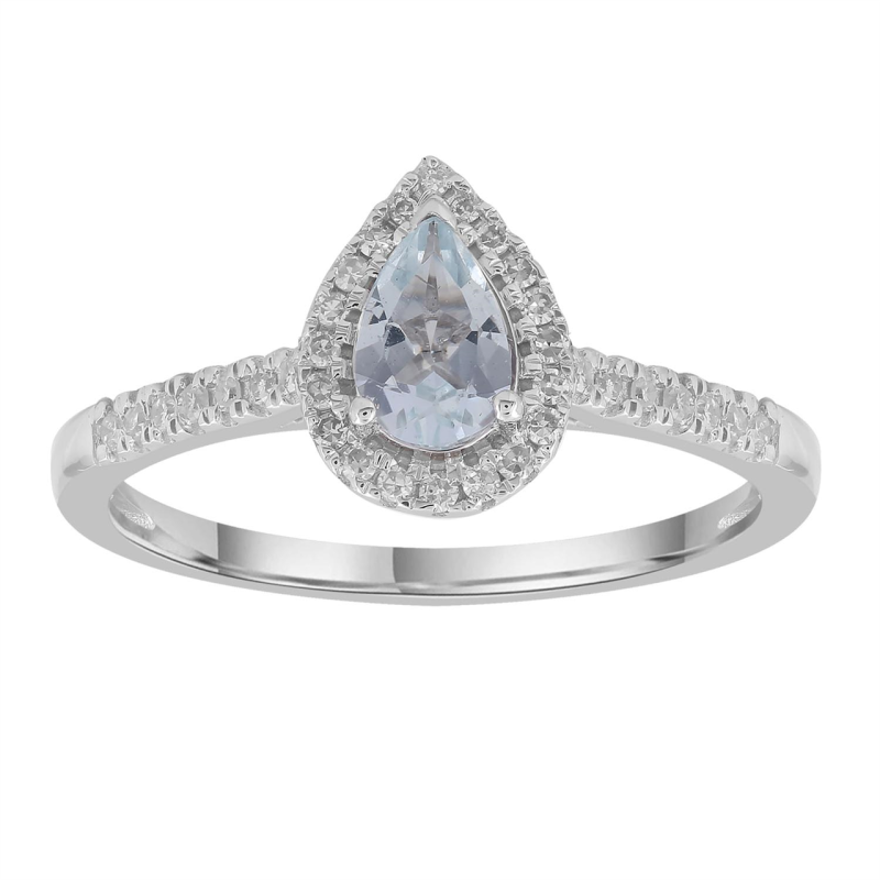 Royal Diamond 9K White Gold Aquamarine and Diamond Ring_0