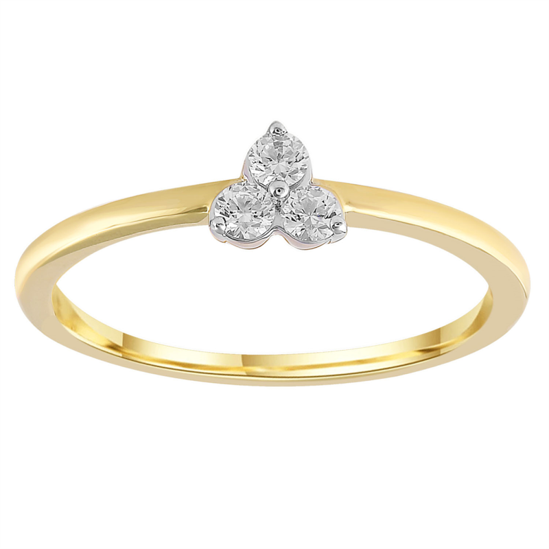 Royal Diamond 9K Yellow Gold Tri-Diamond Ring_0