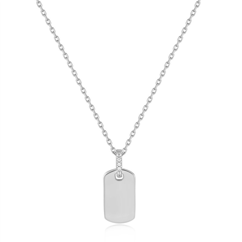 Ania Haie Silver Glam Tag Pendant Necklace_0