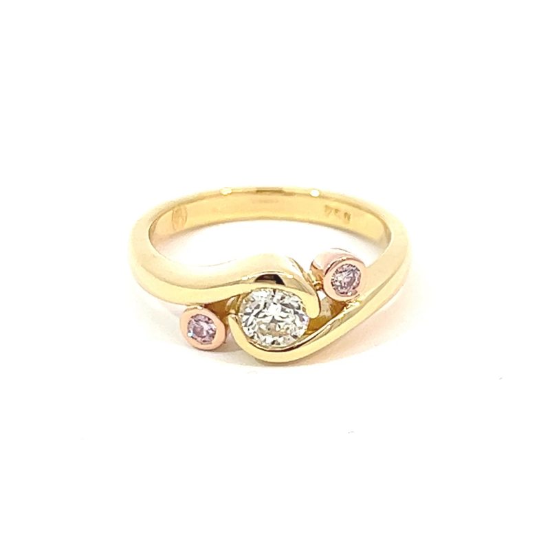 Leon Baker Hand Made 9k Yellow Gold Argyle Pink Diamond Swirl Ring_0