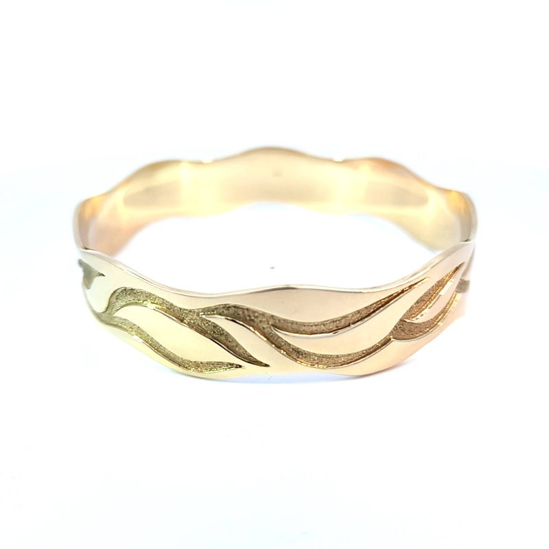 Leon Baker Yellow Gold Wave Style Molten Bangle_0