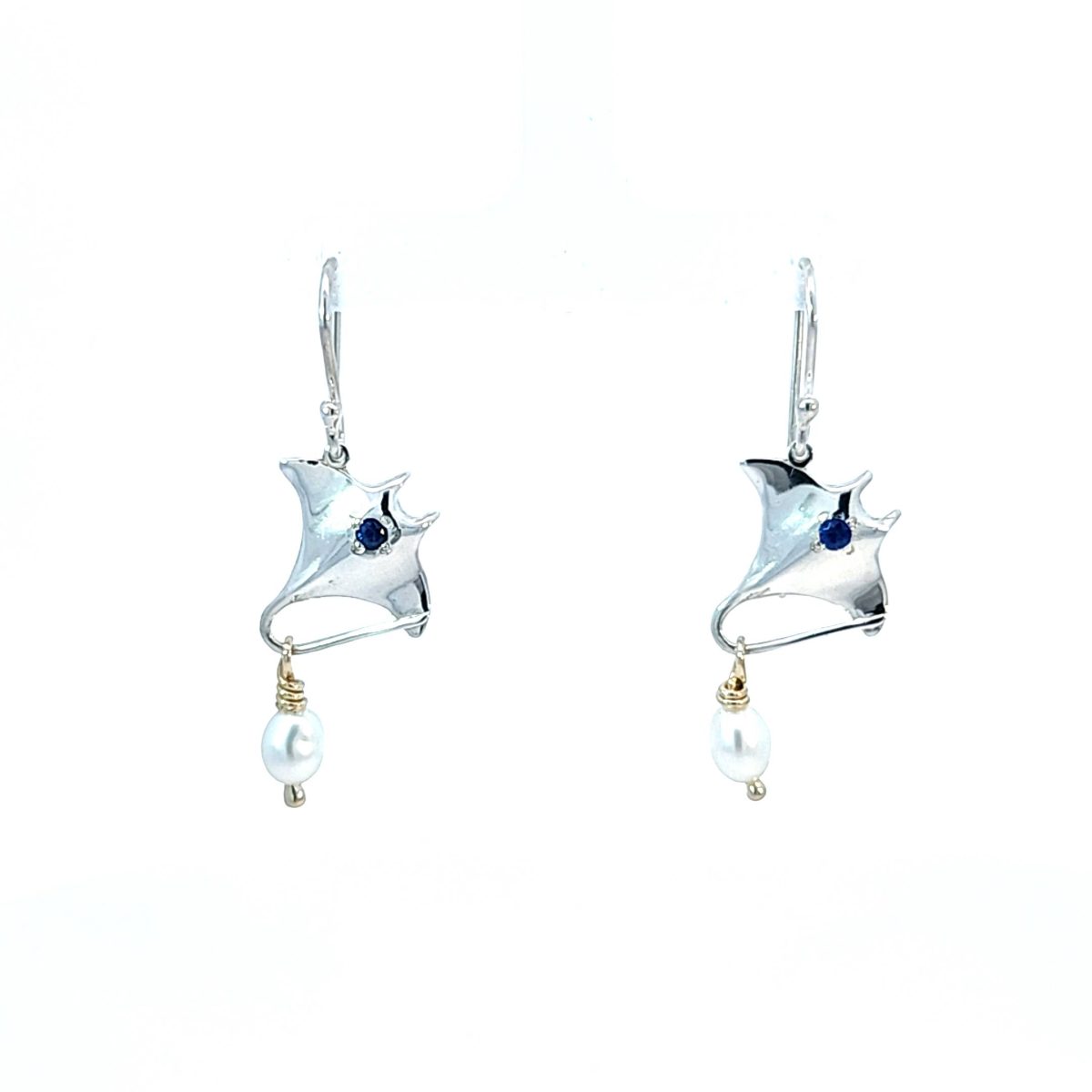 Coral Bay Collection Sterling Silver Manta Ray Earrings