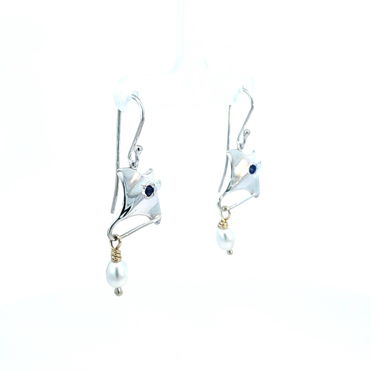 Coral Bay Collection Sterling Silver Manta Ray Earrings