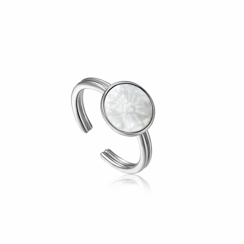 Ania Haie Sunbeam Emblem Silver Adjustable Ring_0