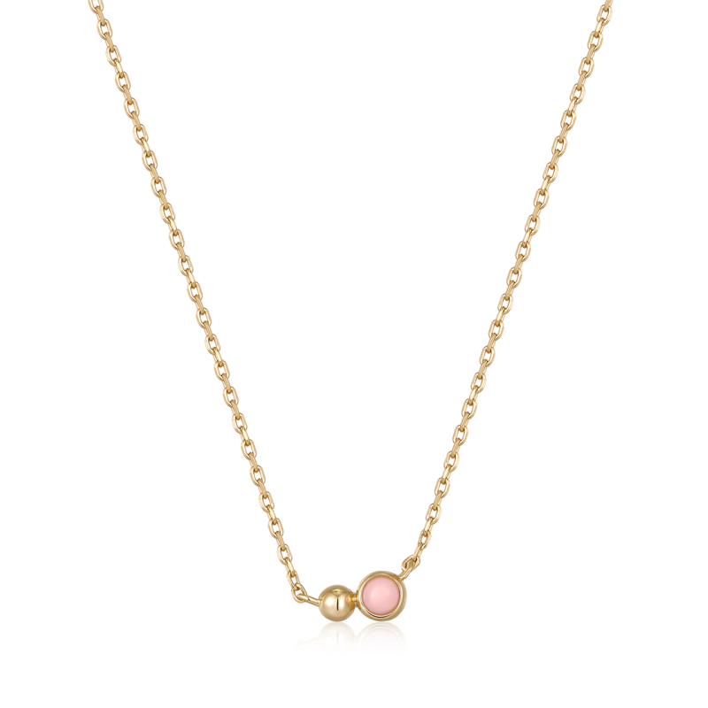 #3 SPACED Gold Orb Rose Quartz Necklace