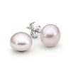 Sterling Silver and Pink Button Freshwater Pearl Studs by Leon Baker