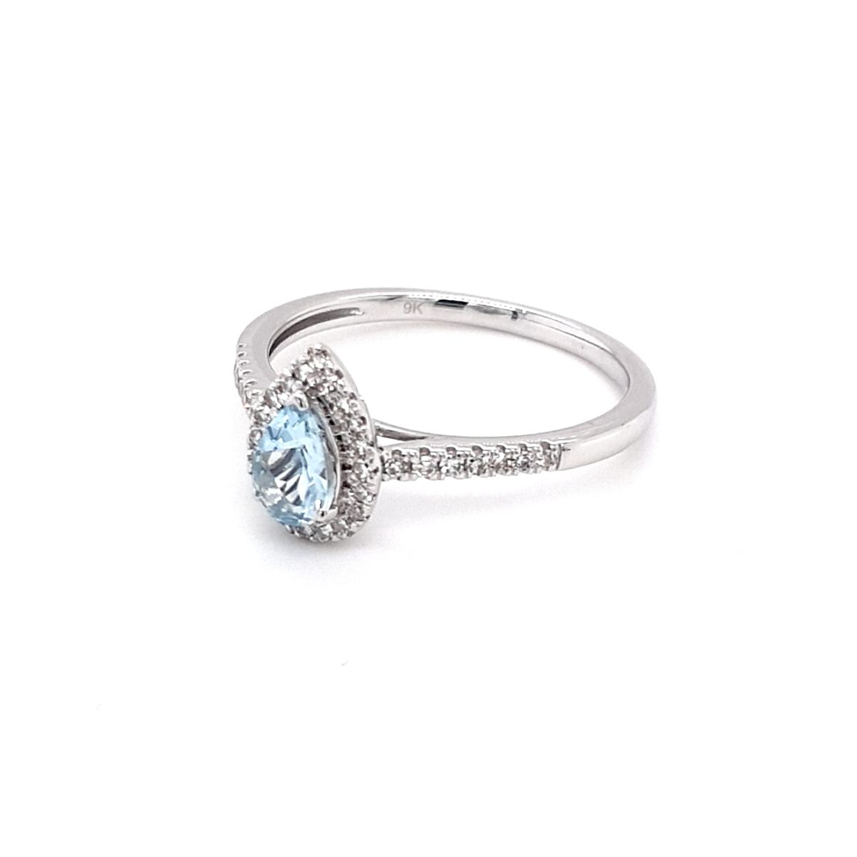 Royal Diamond 9K White Gold Aquamarine and Diamond Ring_1