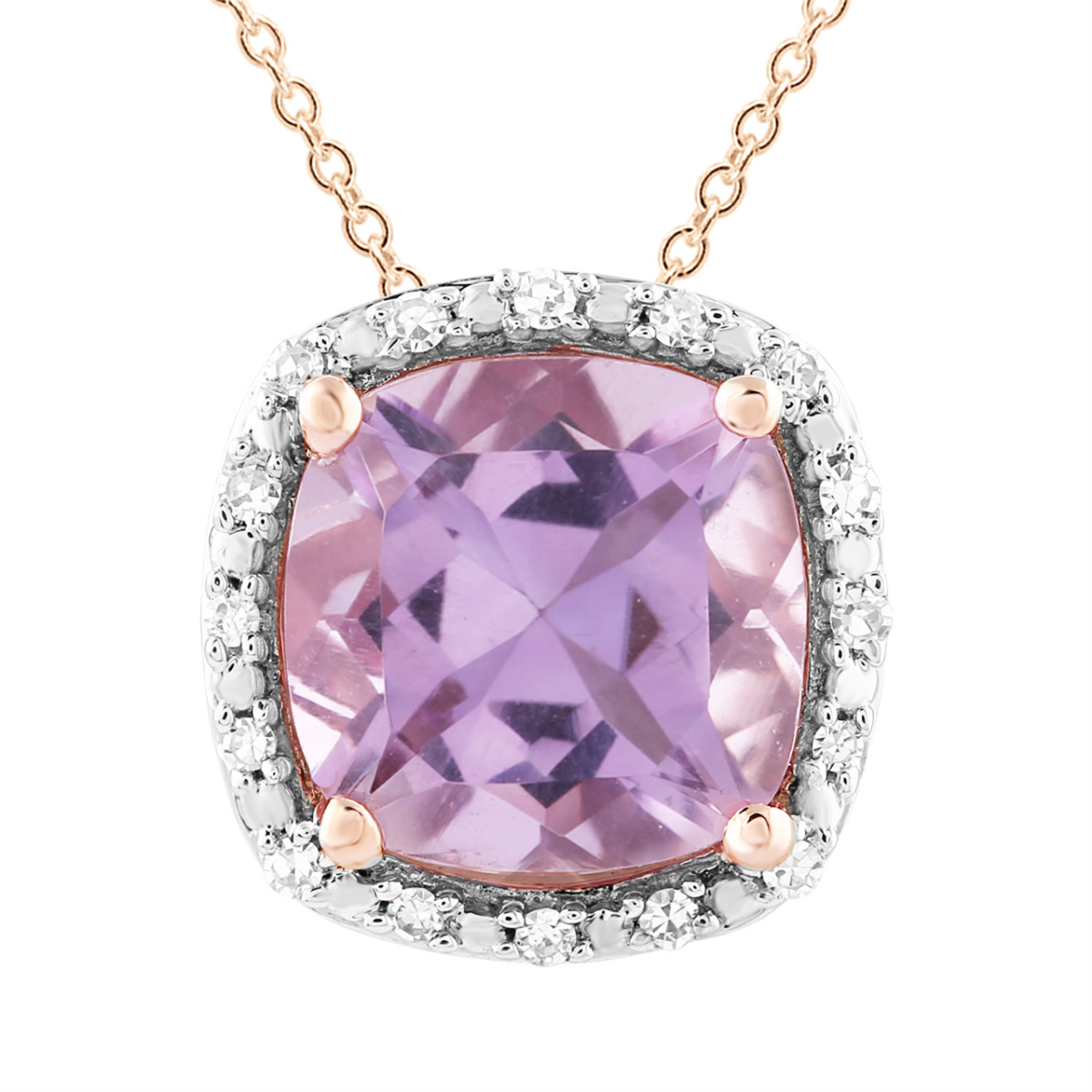 Royal Diamond 9K Rose Gold Amythest Pendant_0