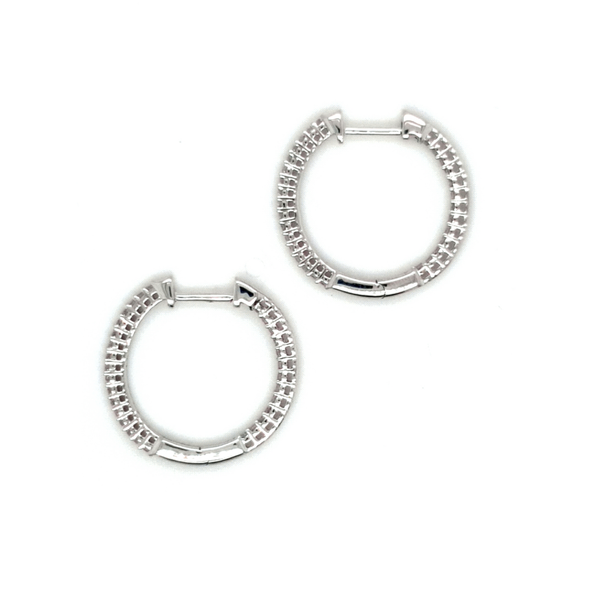 Royal Diamond 9K White Gold Diamond Hoop Earrings_1