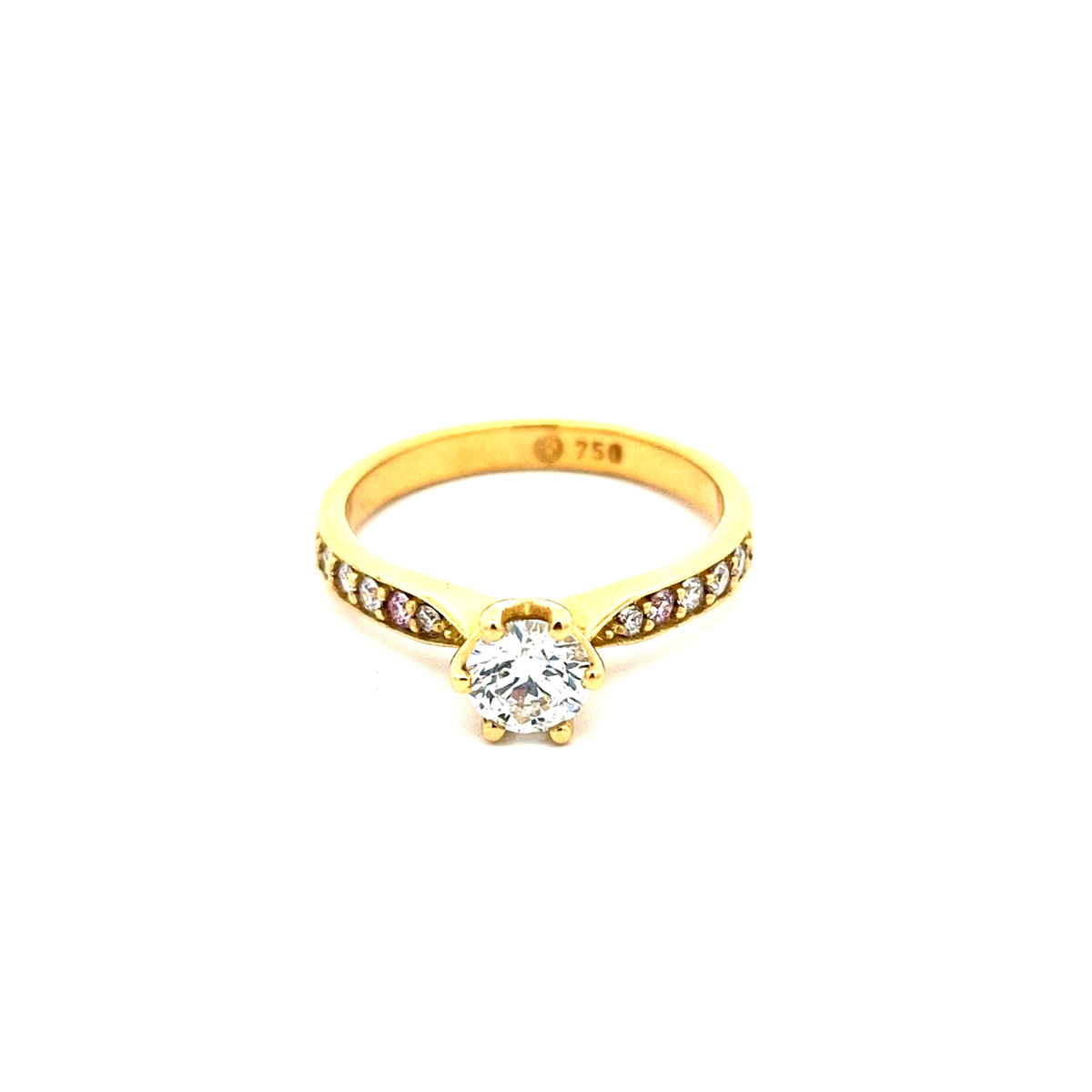 Leon Baker 18K Yellow Gold Pink and White Diamond Engagement Ring_0