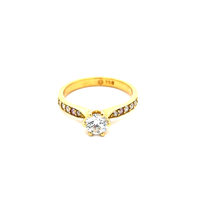 Leon Baker 18K Yellow Gold Pink and White Diamond Engagement Ring_0