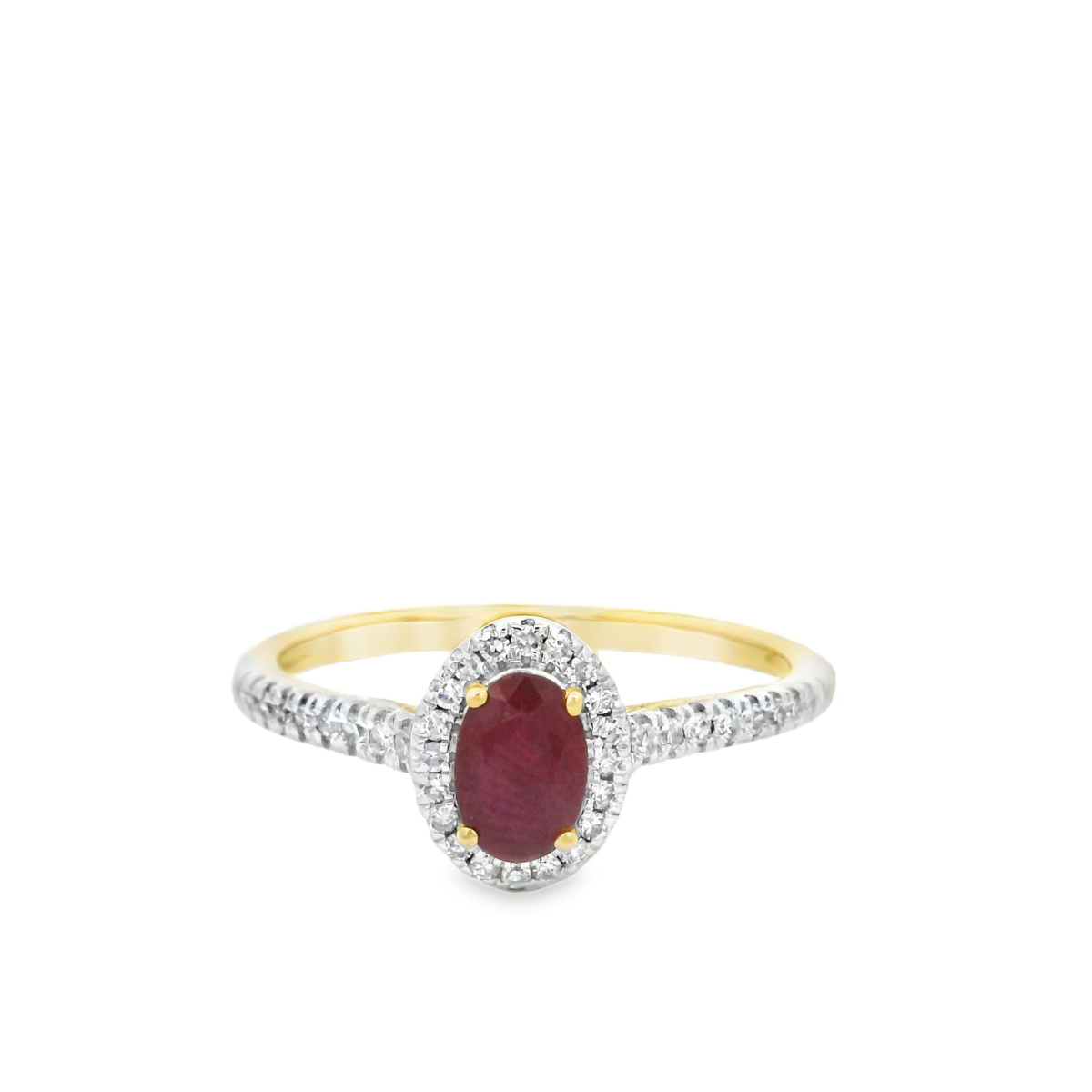 9KYG 0.15CT Diamond Ruby Ring Size P_0