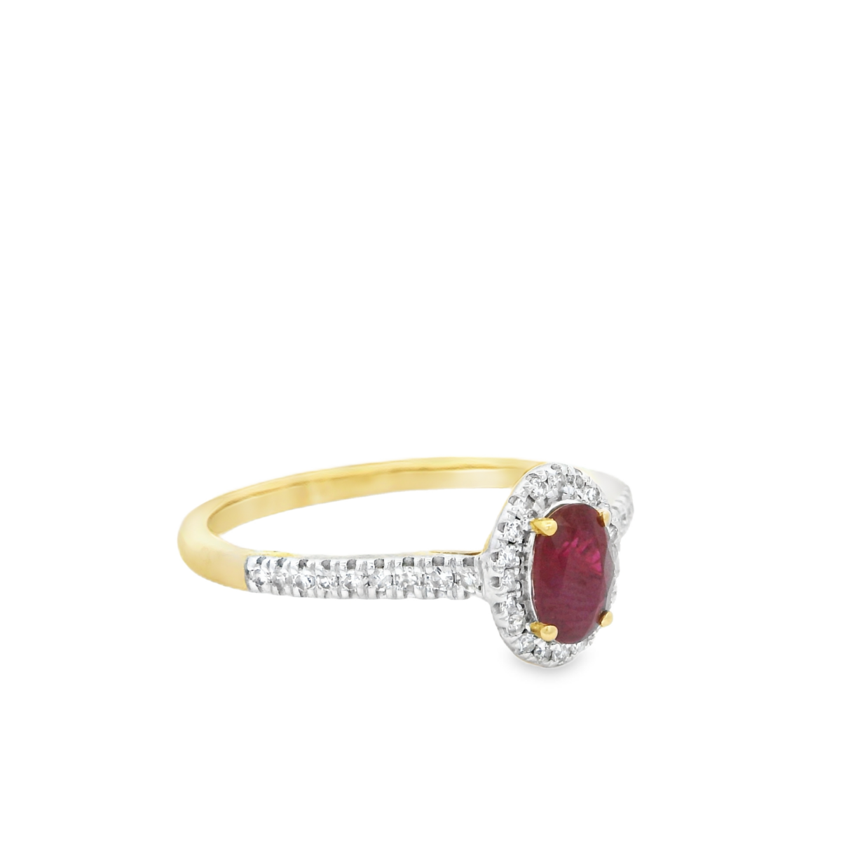 9KYG 0.15CT Diamond Ruby Ring Size P_1