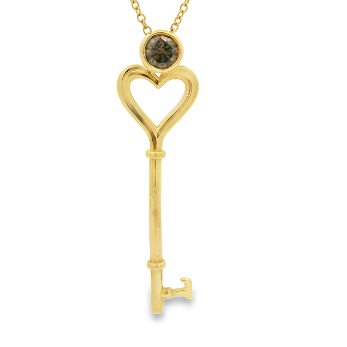 Leon Bakers 18K Yellow Gold Champagne Diamond Key Pendant_0