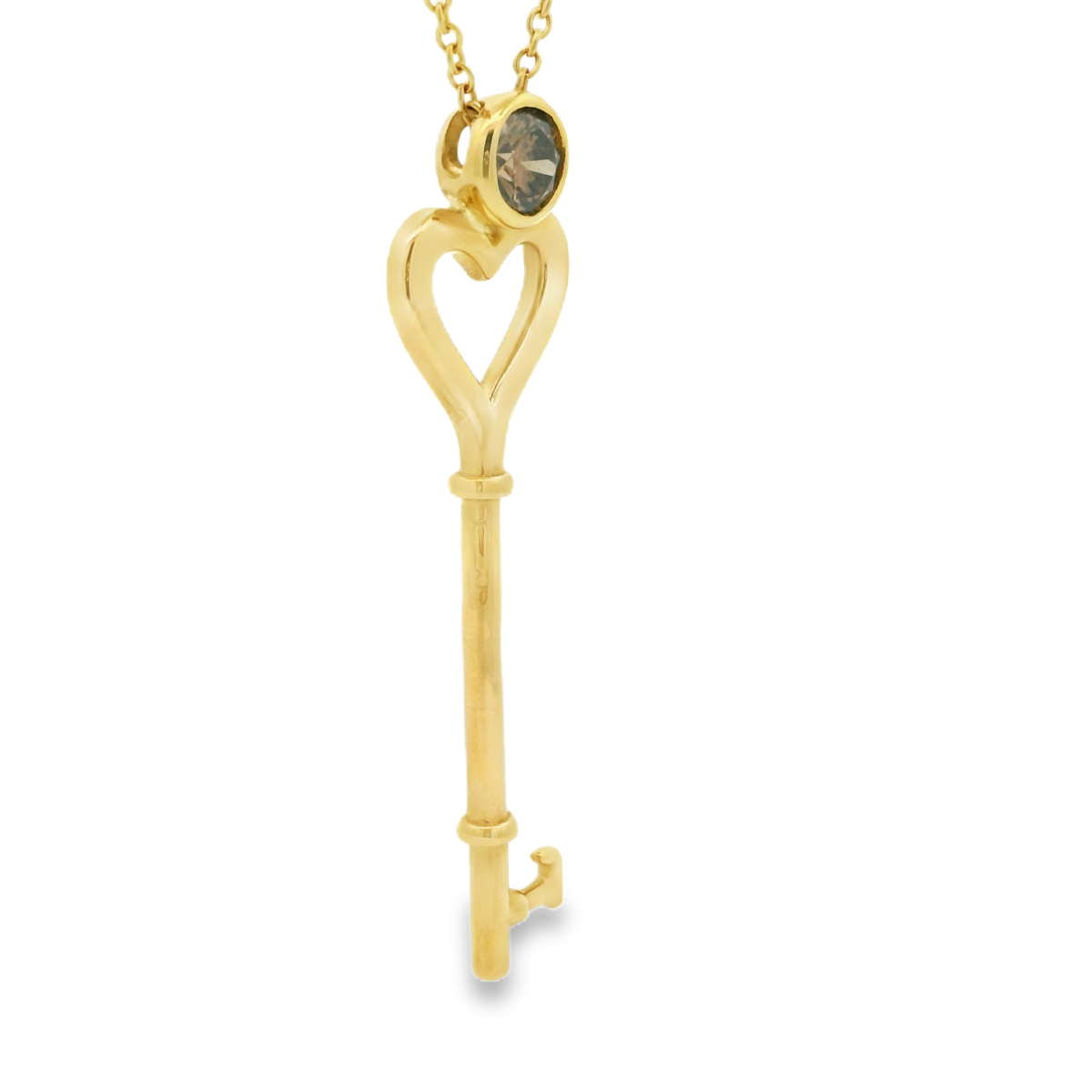 Leon Bakers 18K Yellow Gold Champagne Diamond Key Pendant_1