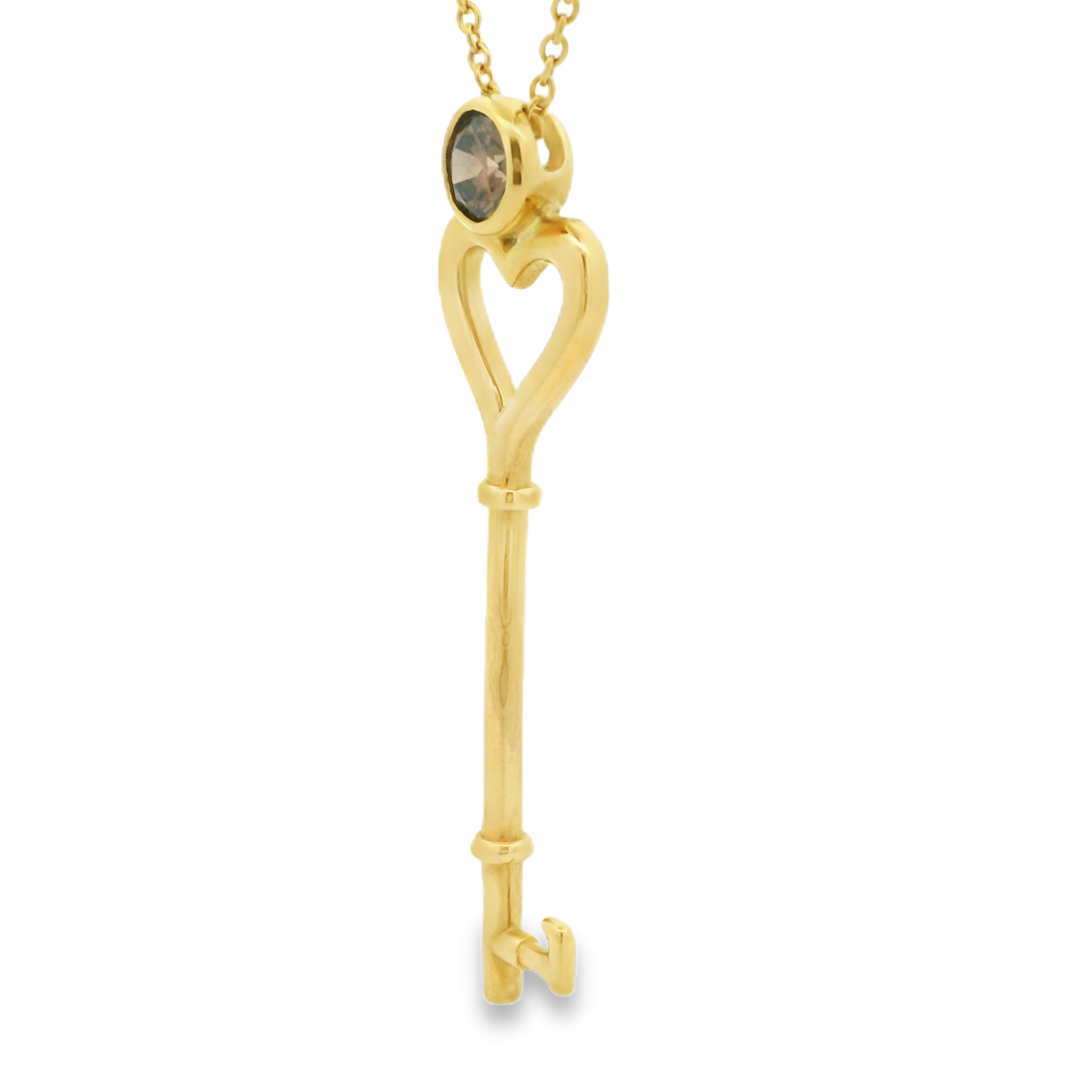 Leon Bakers 18K Yellow Gold Champagne Diamond Key Pendant_2