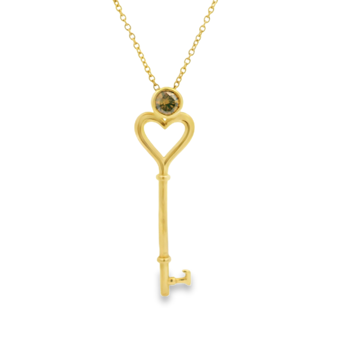 Leon Bakers 18K Yellow Gold Champagne Diamond Key Pendant_3