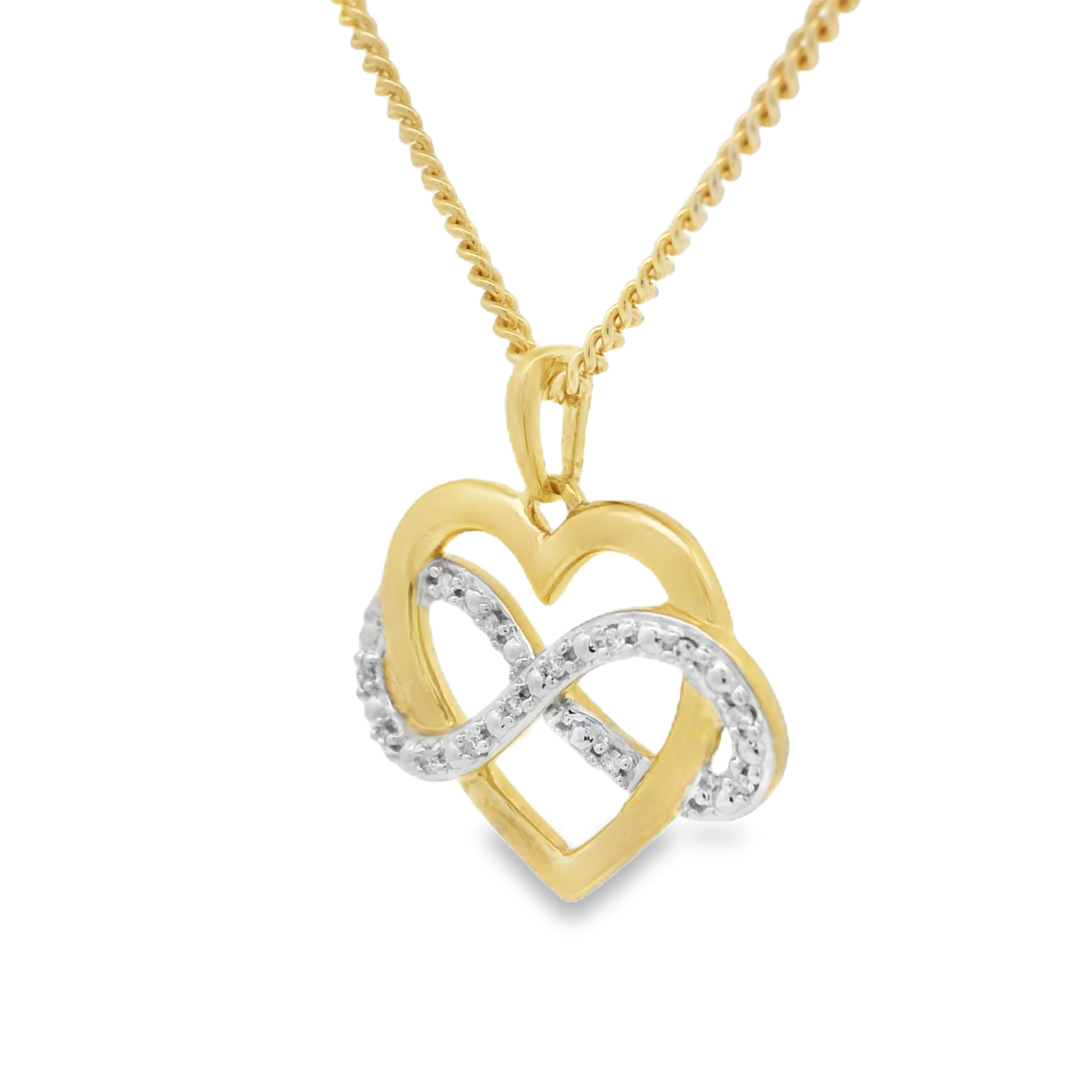 9KYG Heart Diamond Pendant Necklace_2