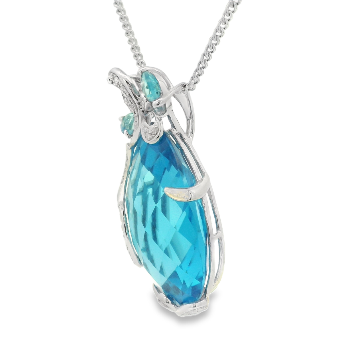 Leon Baker 18K White Gold and Diamond Blue Topaz Pendant_2