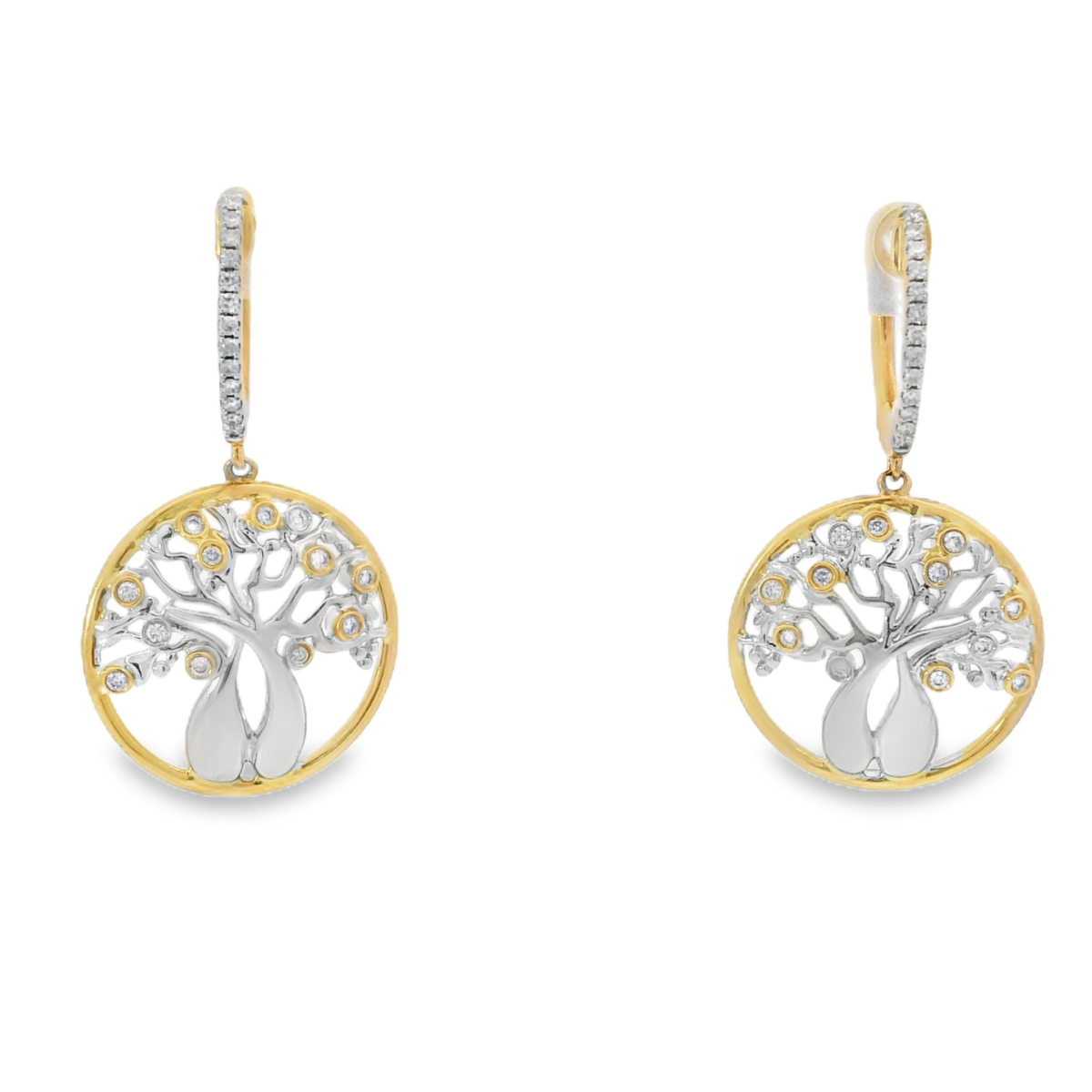 Argyle 18K Australian Boab Tree Earrings with White and Pink Diamonds_0