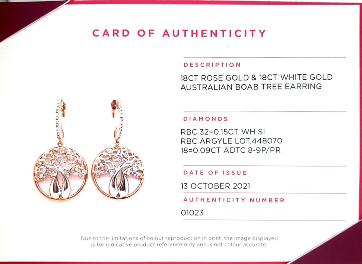 Argyle 18K Australian Boab Tree Earrings with White and Pink Diamonds_3