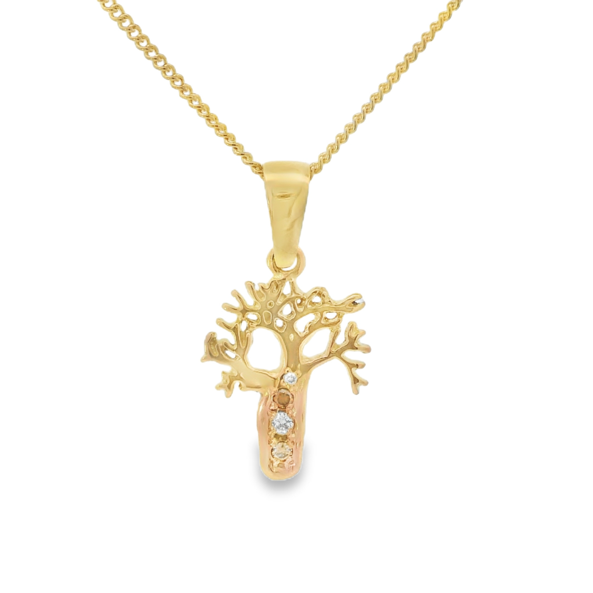 Leon Baker Handmade White and Argyle Champagne Diamond Boab Tree Pendant_0