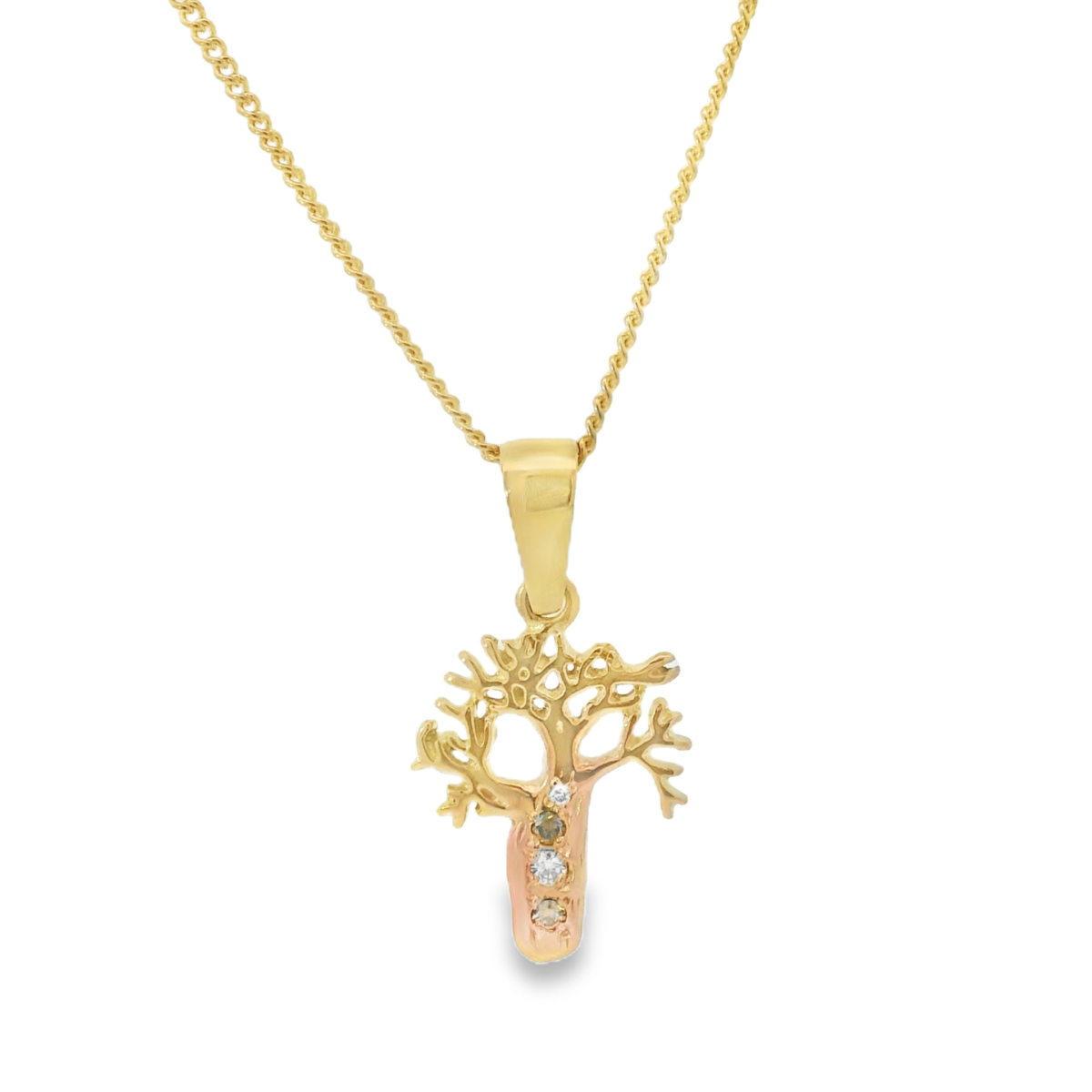 Leon Baker Handmade White and Argyle Champagne Diamond Boab Tree Pendant_3