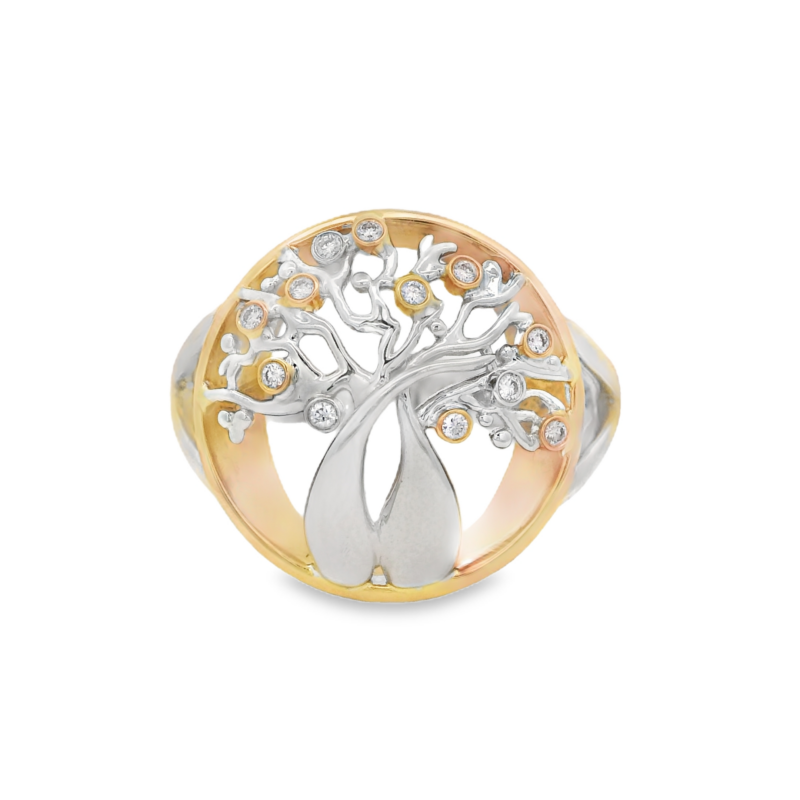 Argyle 18K Australian Boab Tree Ring with Pink and White Diamonds_0