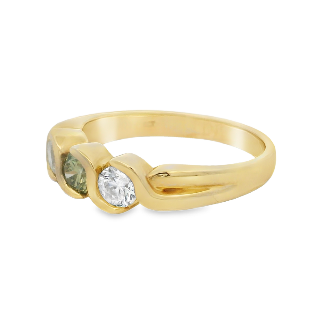 Leon Baker 9K Yellow Gold and Green Swarovski Diamond Trilogy Ring_2