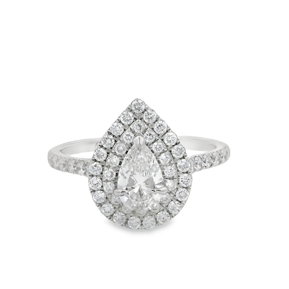 18KWG 0.50ct Pear Lab Diamond Halo Ring_0