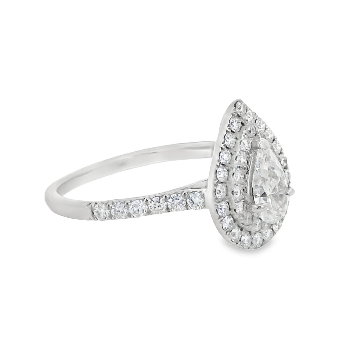 18KWG 0.50ct Pear Lab Diamond Halo Ring_1