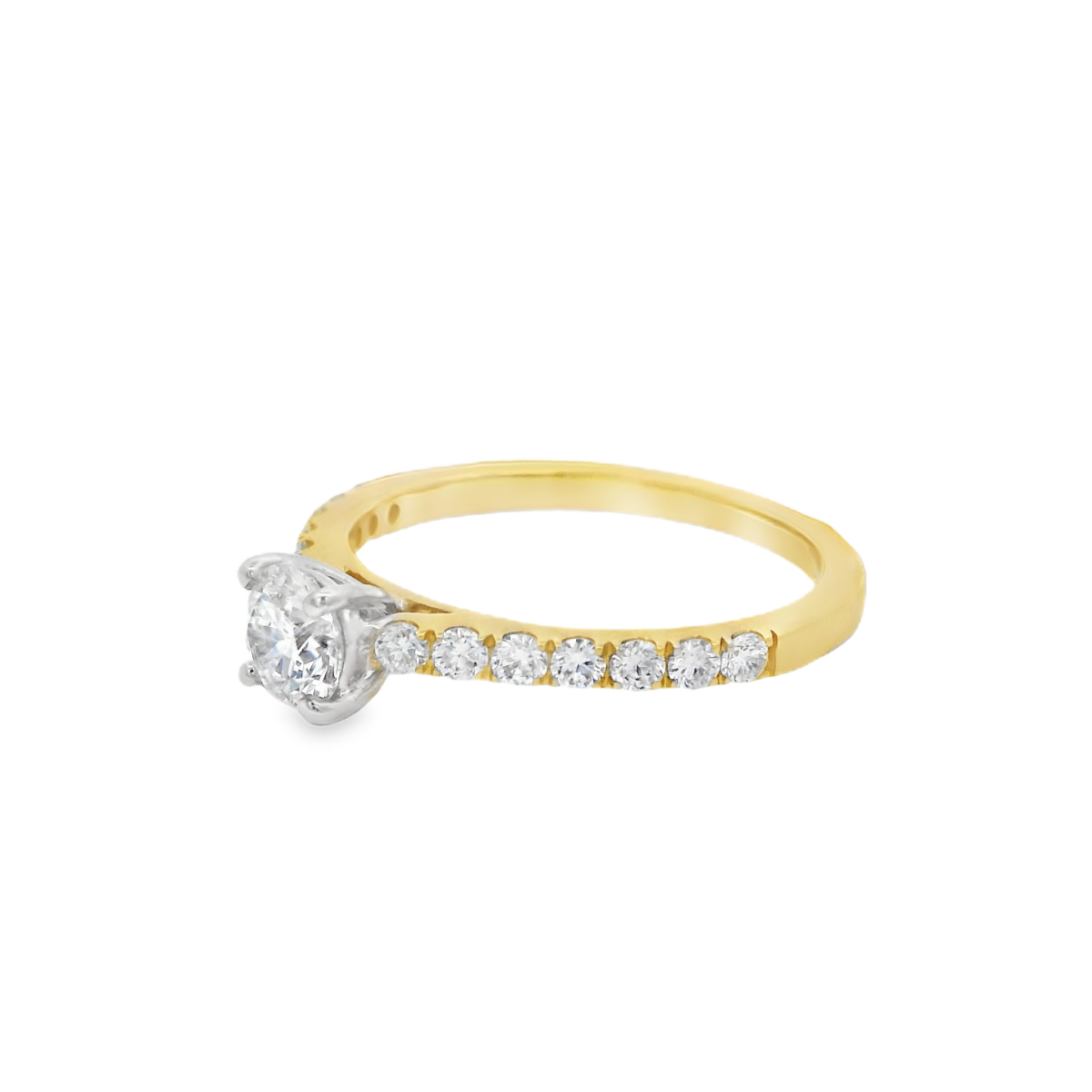 18KYG Lab Grown 0.50ct Round Brilliant Cut Lab Diamond Ring with 14X 0.35ct Lab Diamonds_2