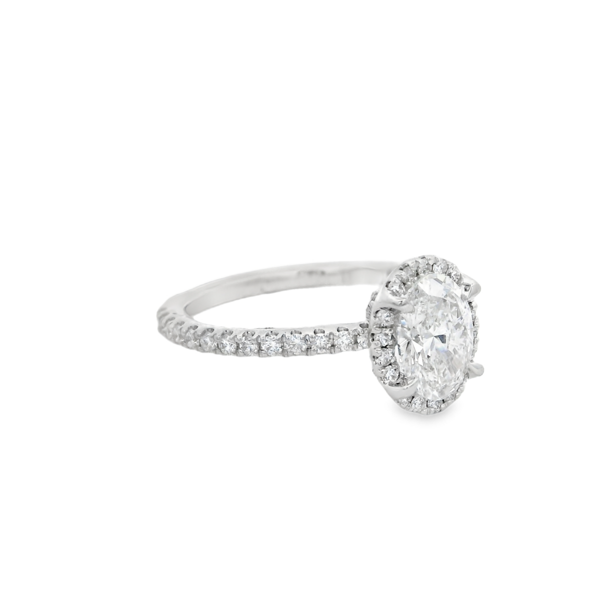 18KWG 1.42ct VS2 Oval Halo Lab Diamond Engagement Ring_1