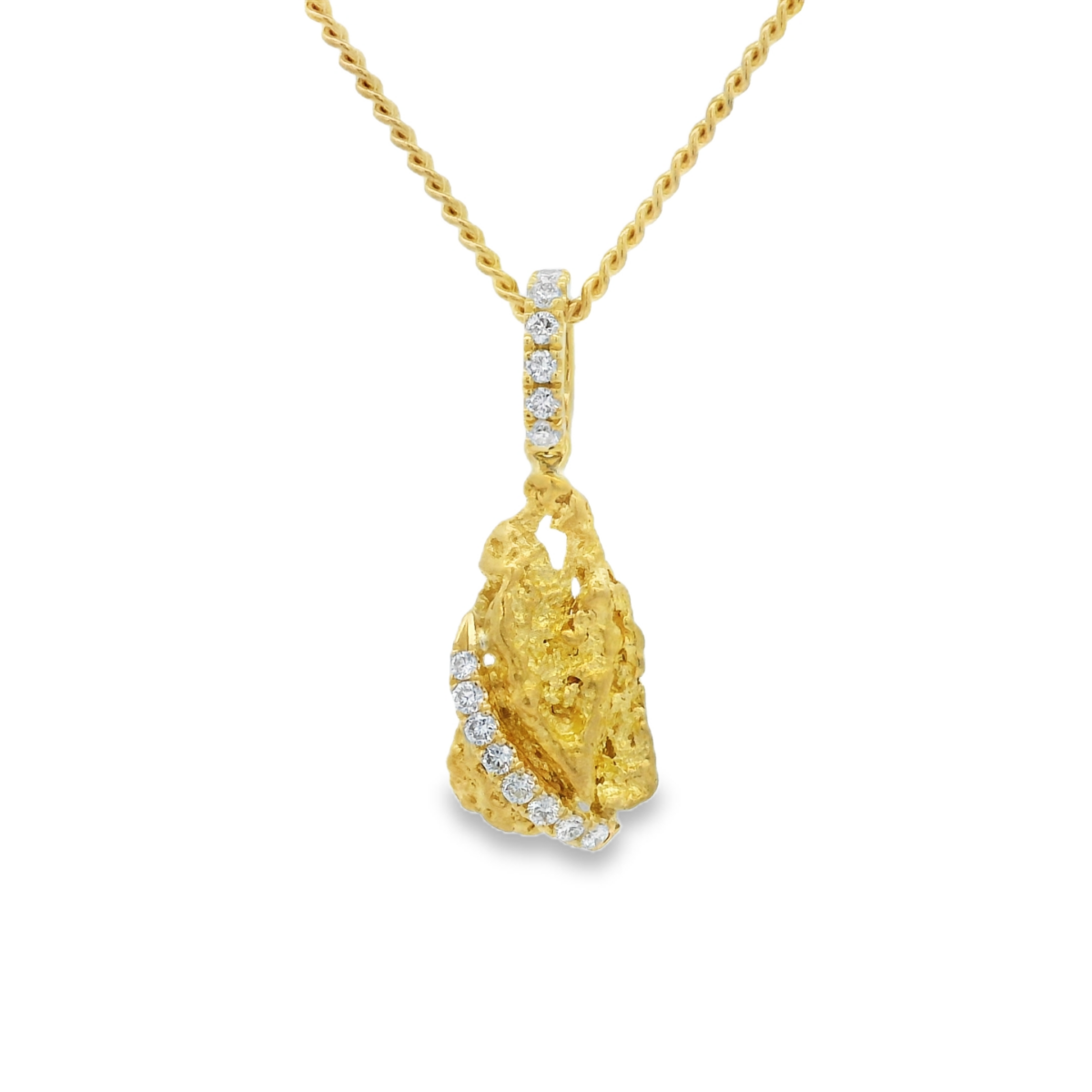 18ct Australia Gold Nugget Pendant with Diamonds_0