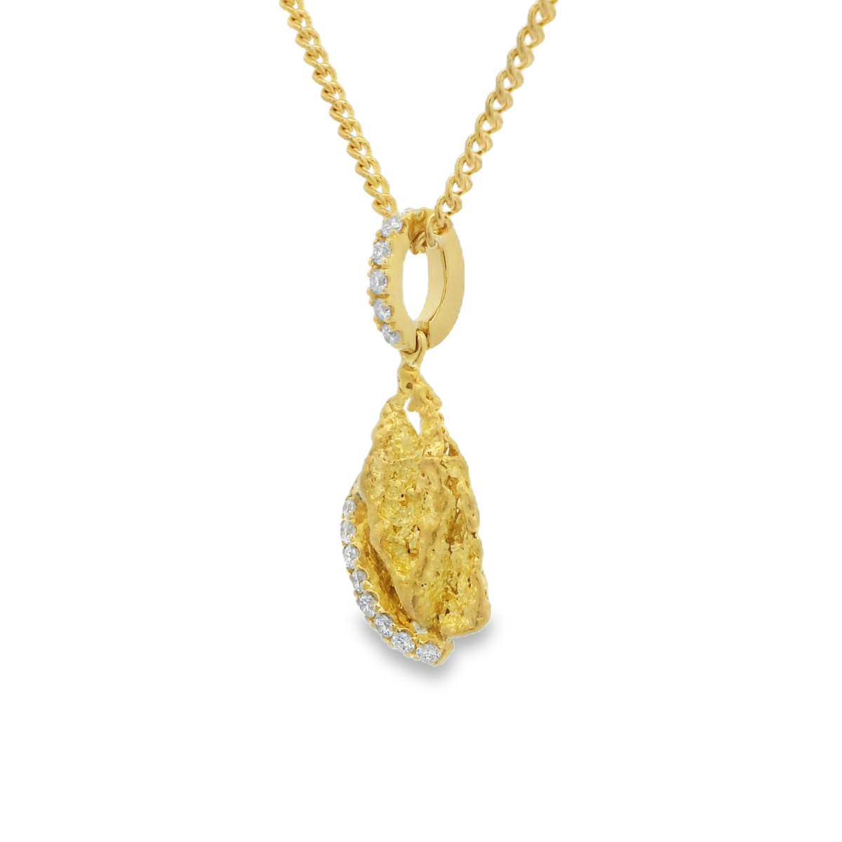 18ct Australia Gold Nugget Pendant with Diamonds_2