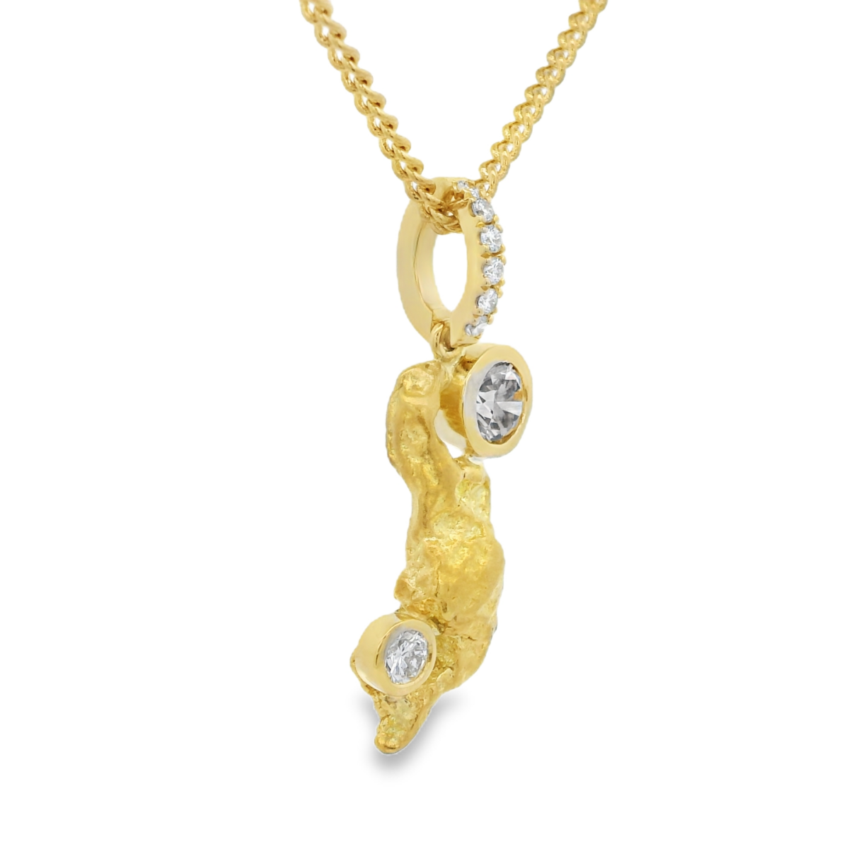 18ct Gold Nugget 1 Champagne and 6 Diamond Pendant_1