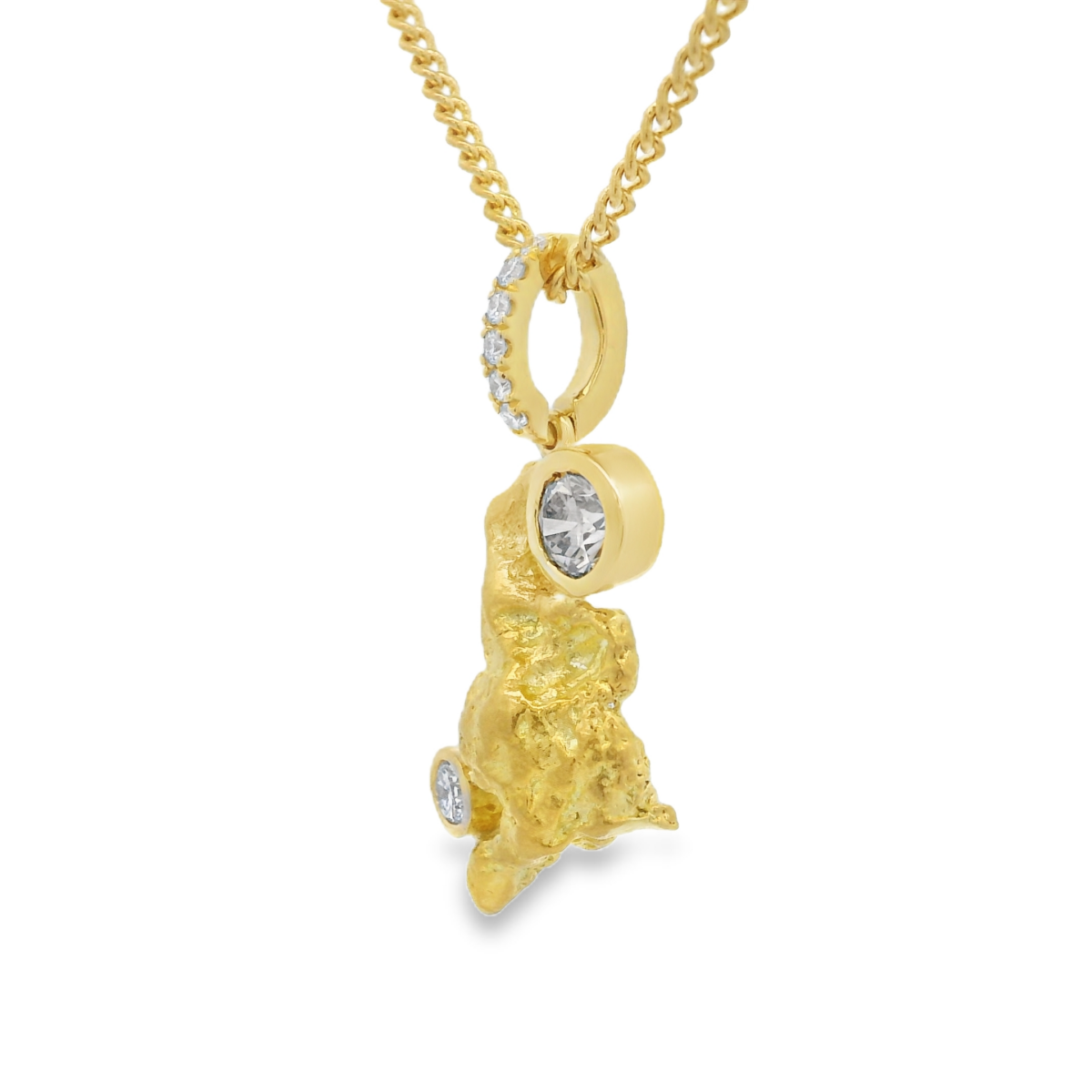 18ct Gold Nugget 1 Champagne and 6 Diamond Pendant_2