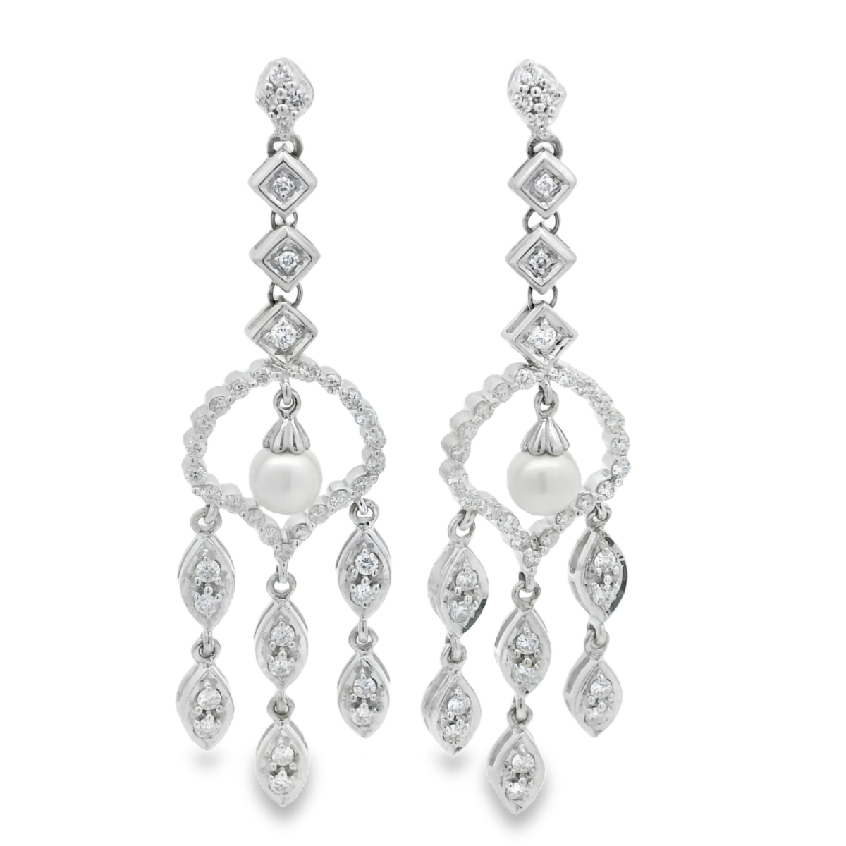 18ct White Gold Chandelier Drop Earrings_0