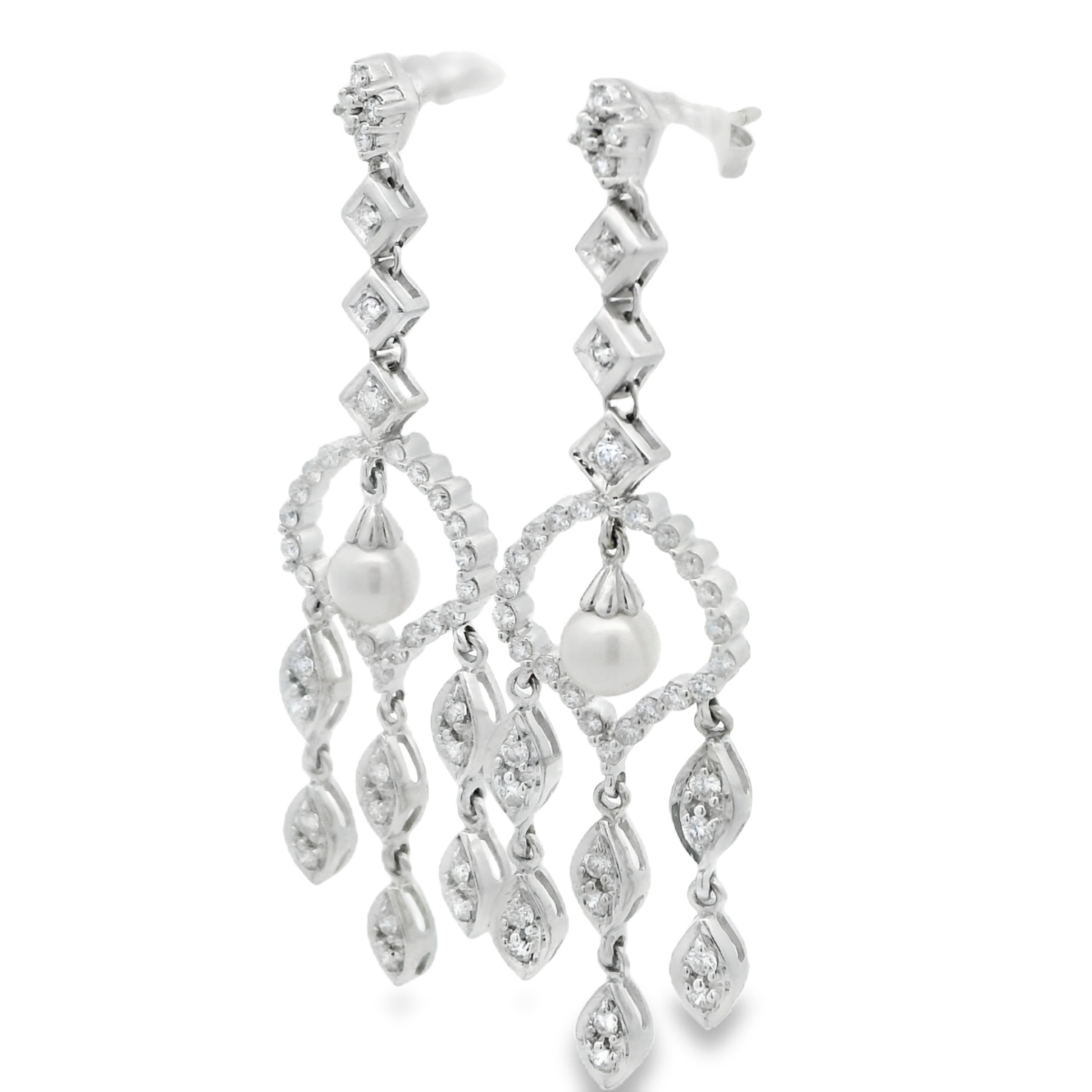 18ct White Gold Chandelier Drop Earrings_1