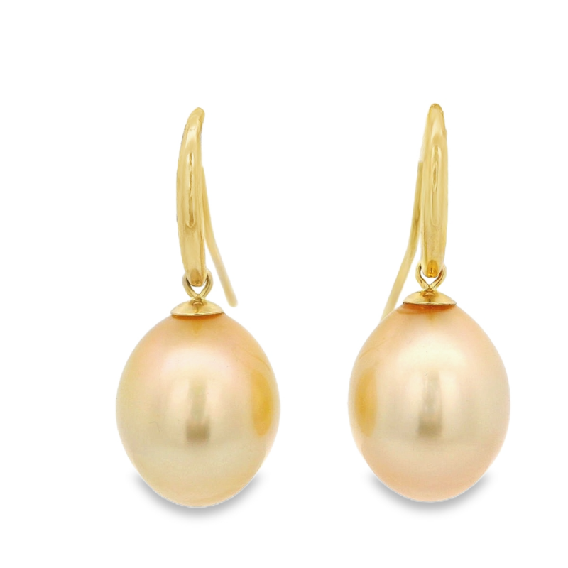 9KYG Gold South Sea Pearl Drop Earrings 12mm_0