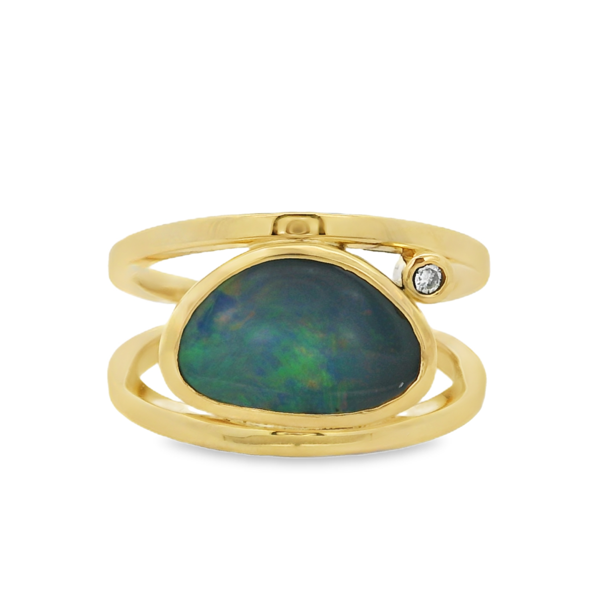 Marni Ring 18KYG Doublet Opal Ring With 0.18ct Diamond_0