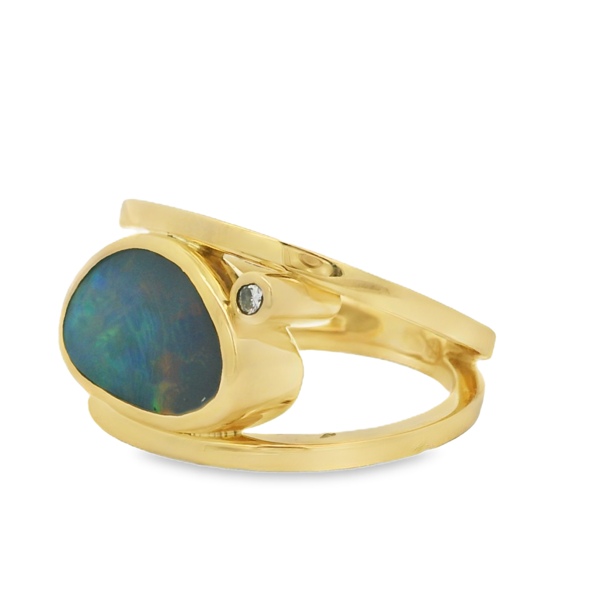 Marni Ring 18KYG Doublet Opal Ring With 0.18ct Diamond_2