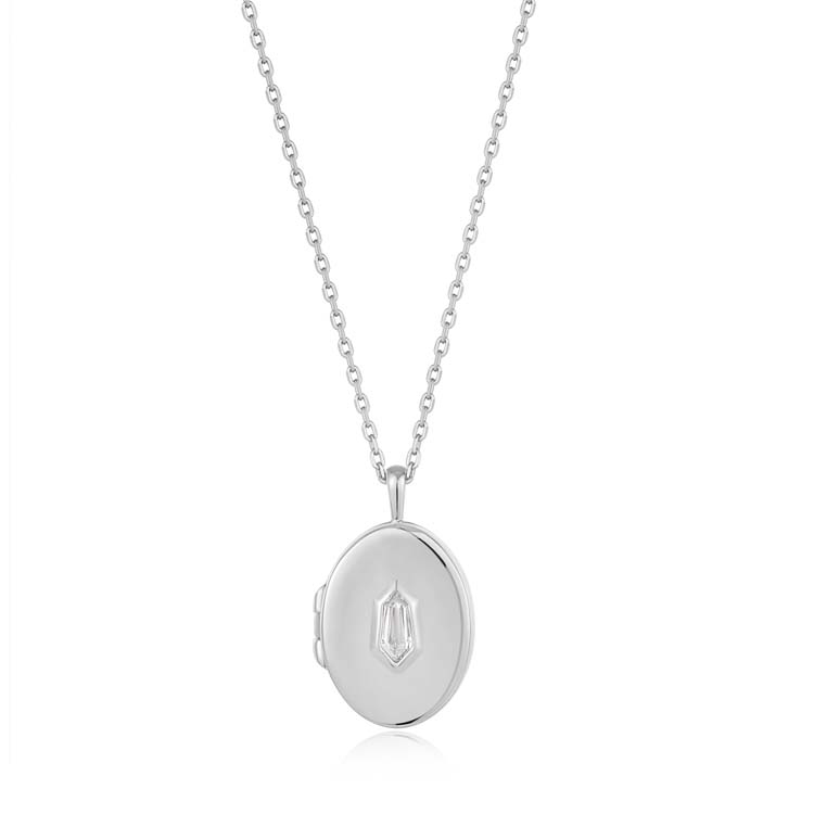 Dawn Silver CZ Locket Necklace_0