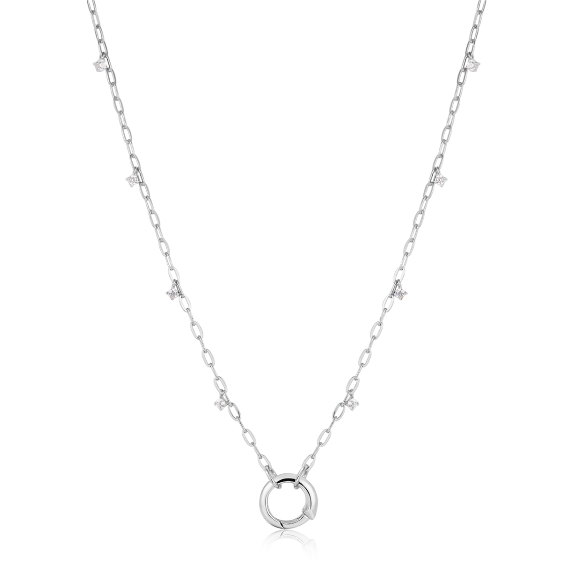 Pop Silver CZ Charm Connect Necklace_0