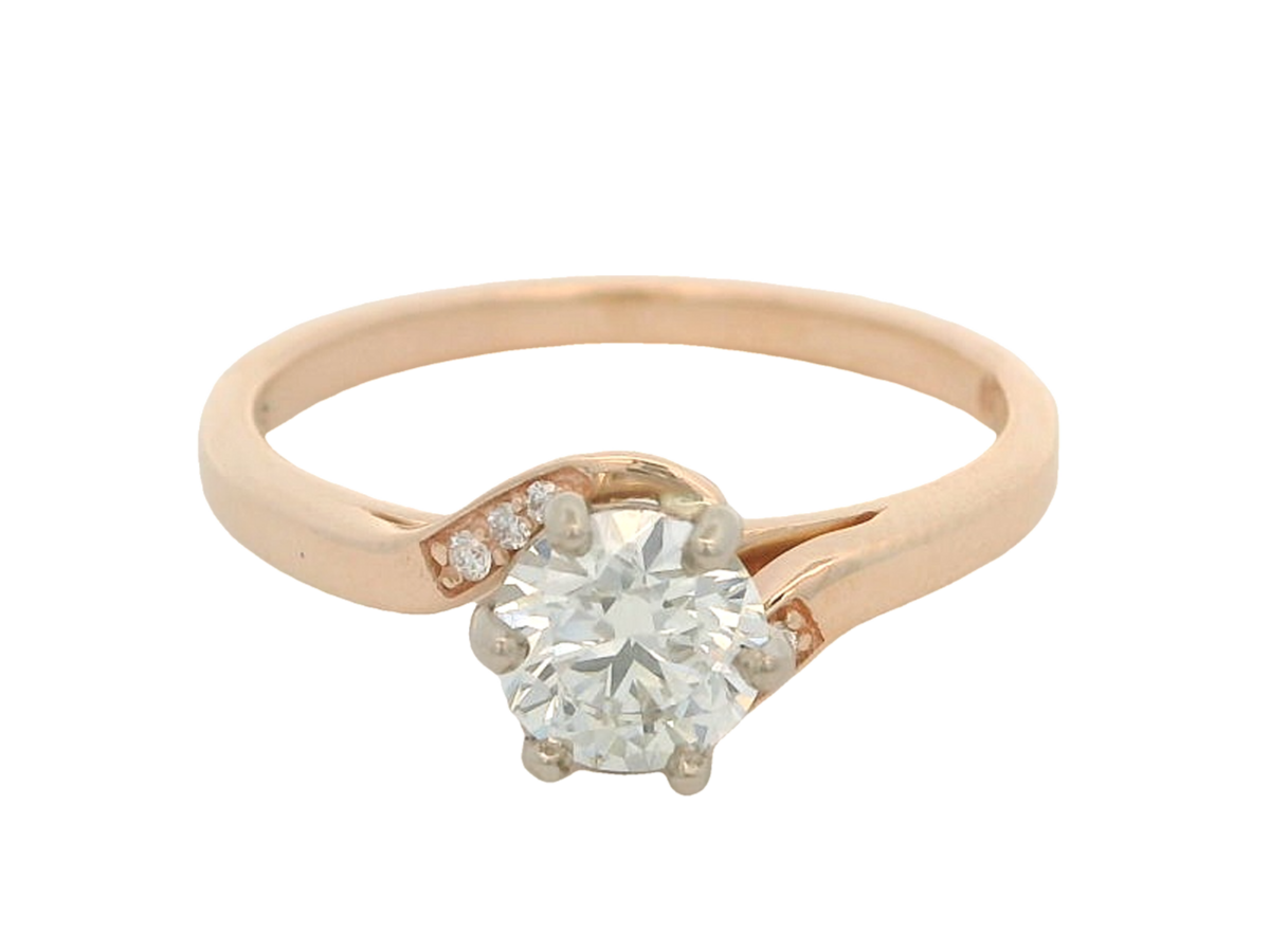 9K Rose Gold Ring with 0.50CT Natural White Diamond and 6x 0.01CT Diamonds_0