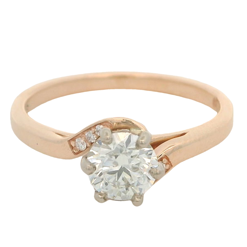 9K Rose Gold Ring with 0.50CT Natural White Diamond and 6x 0.01CT Diamonds_0