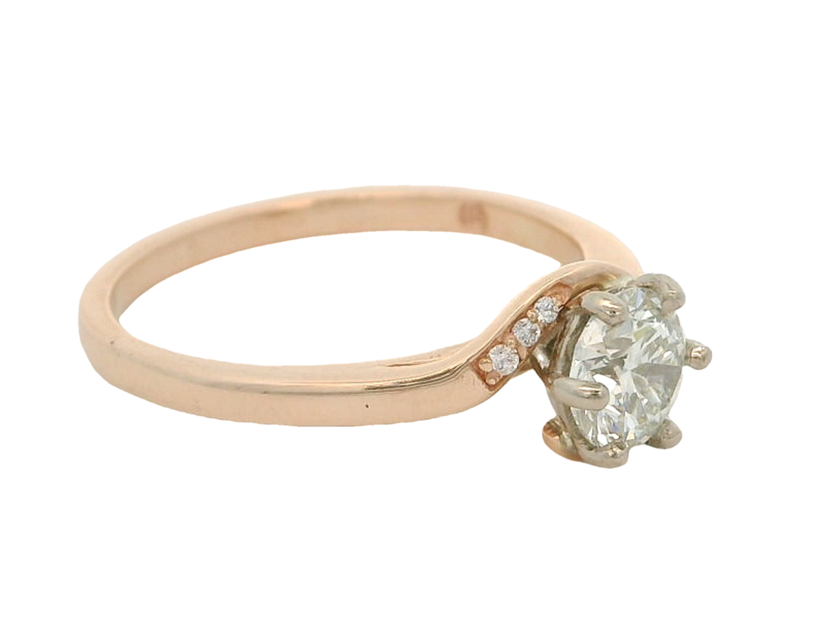 9K Rose Gold Ring with 0.50CT Natural White Diamond and 6x 0.01CT Diamonds_2