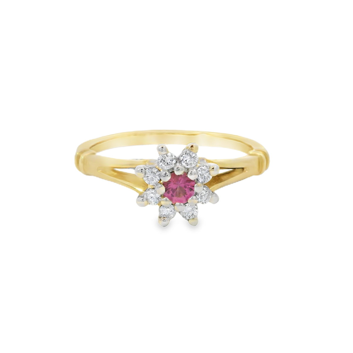 Leon Baker 9KYG/WG 3MM PINK SPINEL RING 8X 1.7MM ROUND WHITE DIAMONDS_0