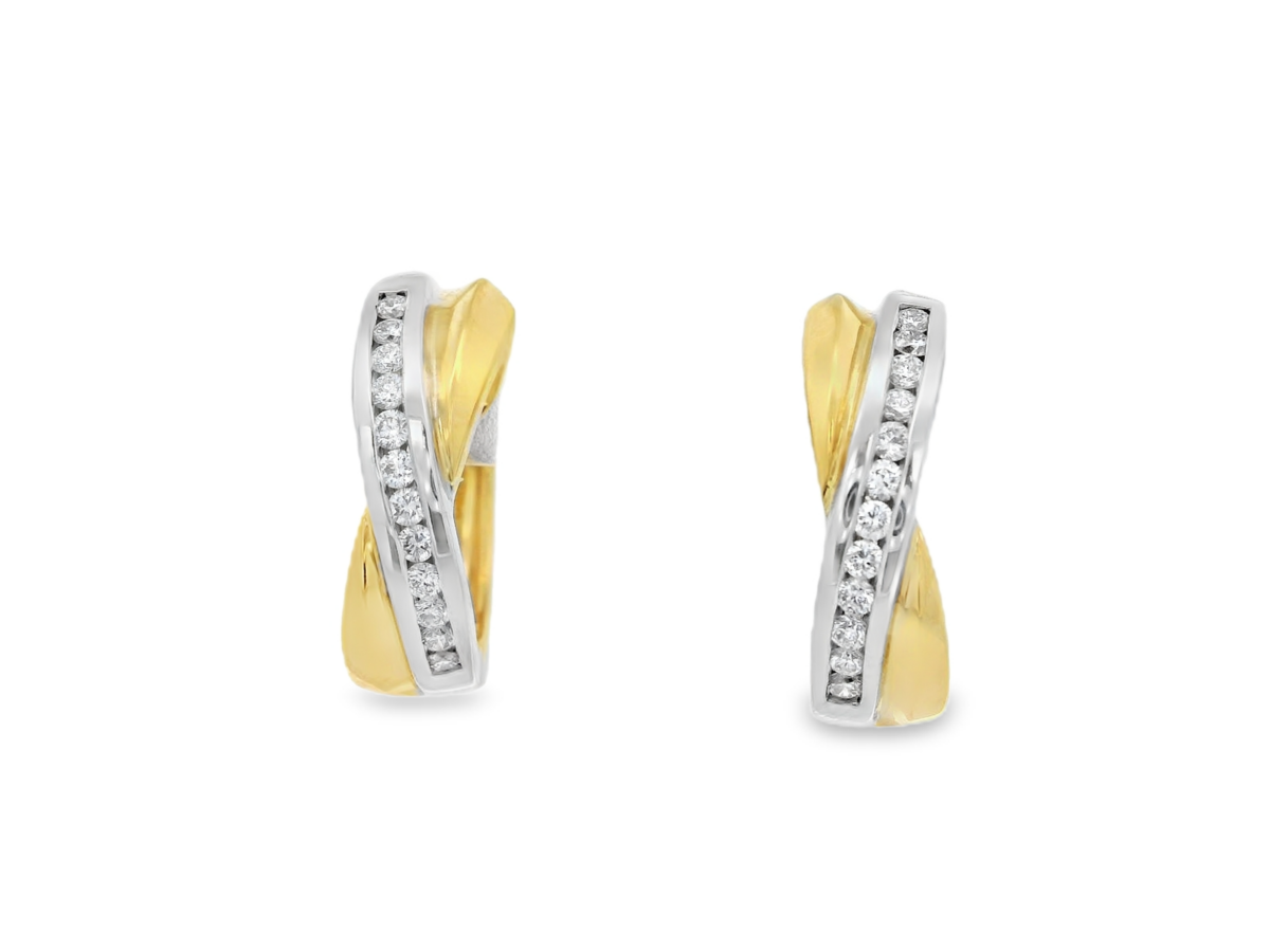 Leon Baker 18K Yellow and White Gold Diamond Hoops_0