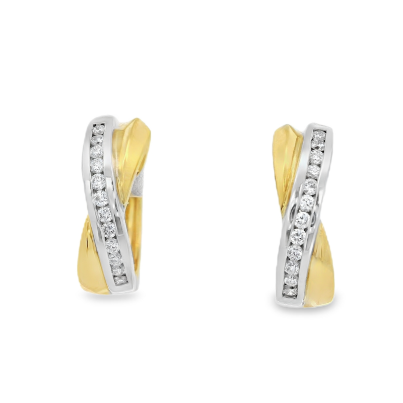 Leon Baker 18K Yellow and White Gold Diamond Hoops_0